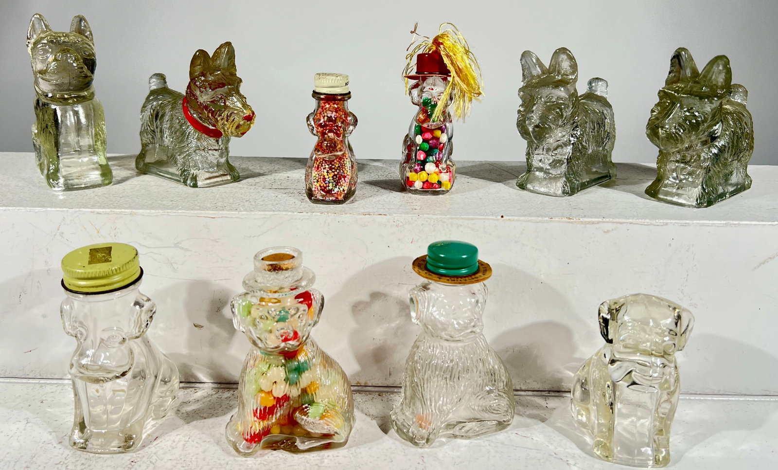 Ten Dog Glass Candy Containers (1 of 2)
