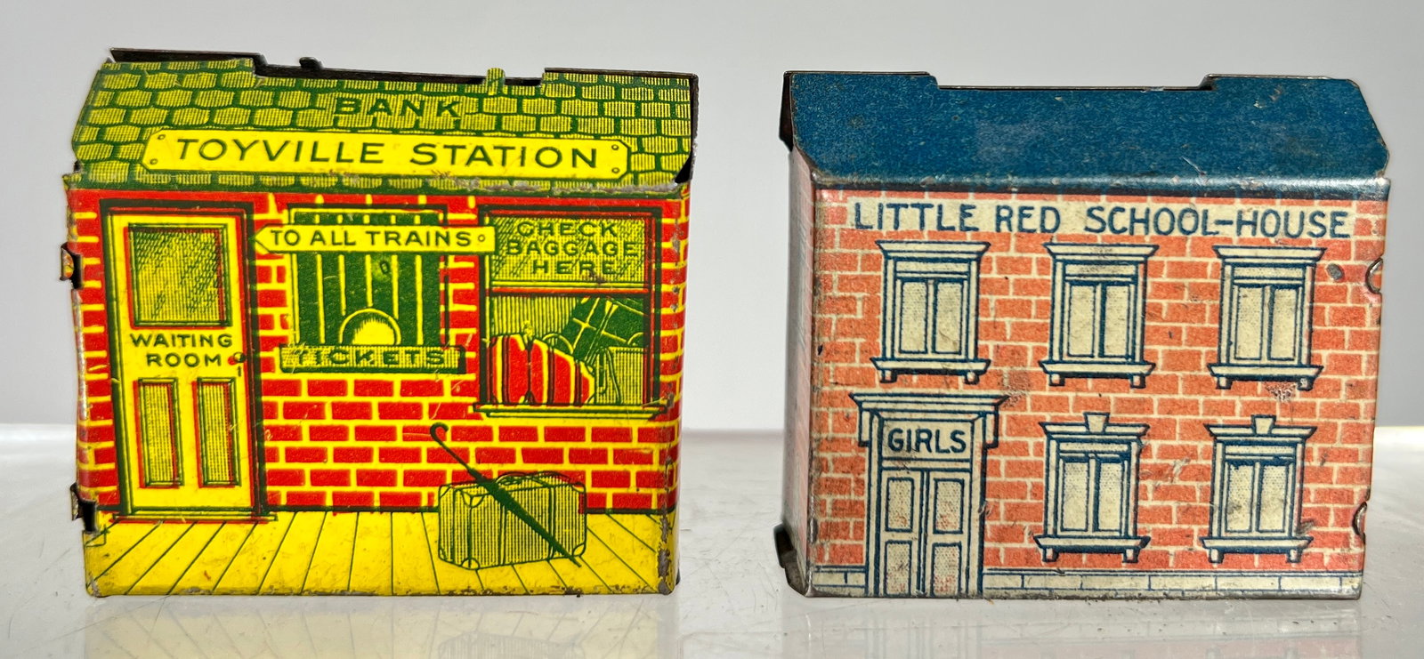 Two Penny Toy Banks School and Train Station - Probably by Toyville (1 of 2)