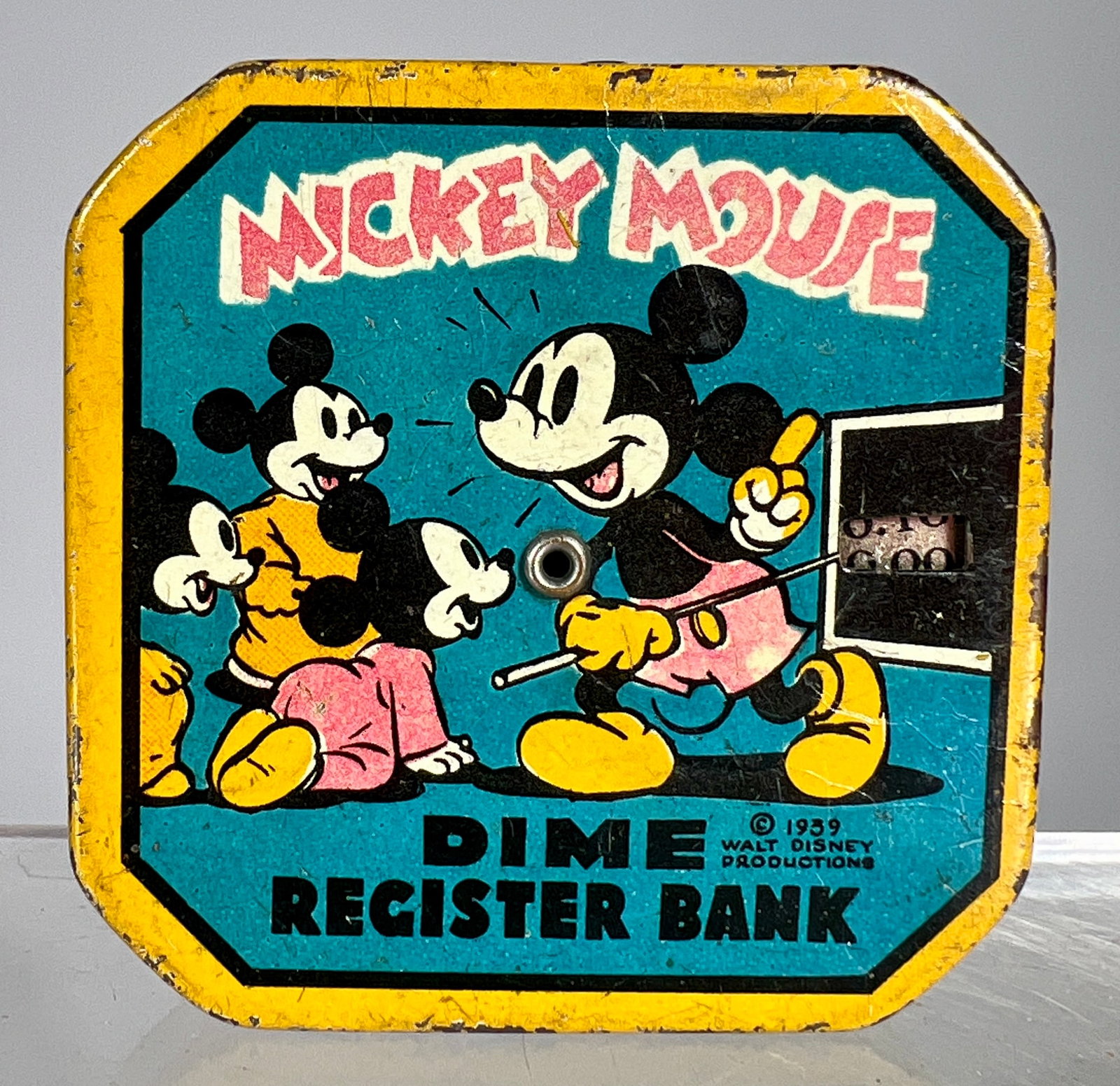 Mickey Mouse Pocket Dime Register Bank with Yellow Border (1 of 2)