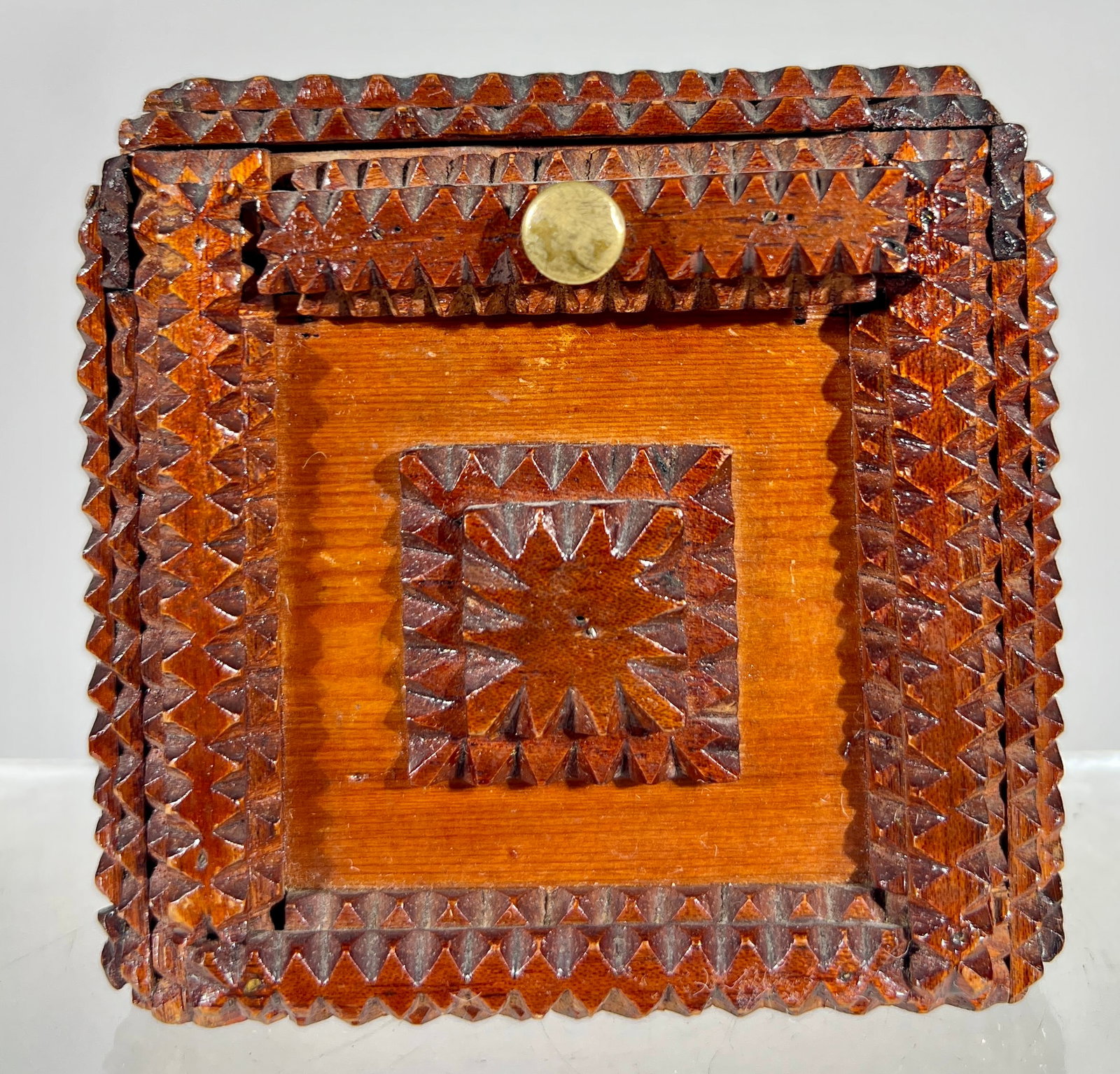 Tramp Art Constructed - Wooden Mystery Bank (1 of 2)
