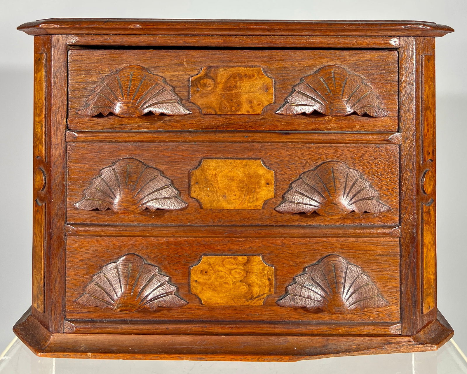Large Wooden Mystery Bank: American 1910's - 9 5/8"W x 6 7/8"T - The Peirce Collection