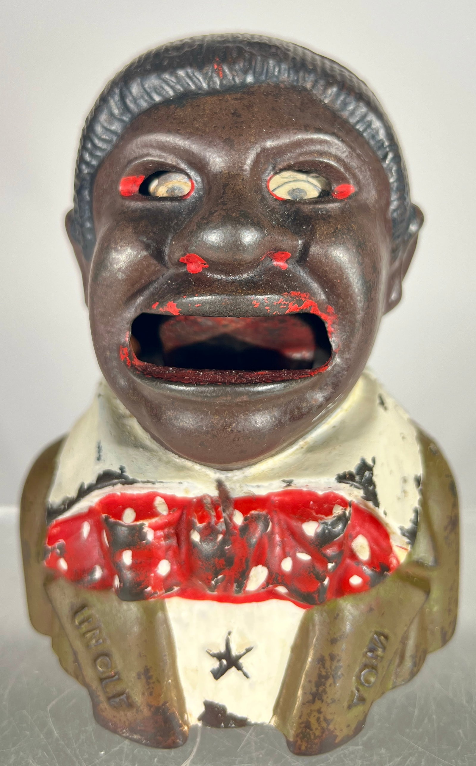 Uncle Tom Bank with Lapels and Star: Kyser and Rex Co. - Philadelphia 1880's - 5 1/4"T