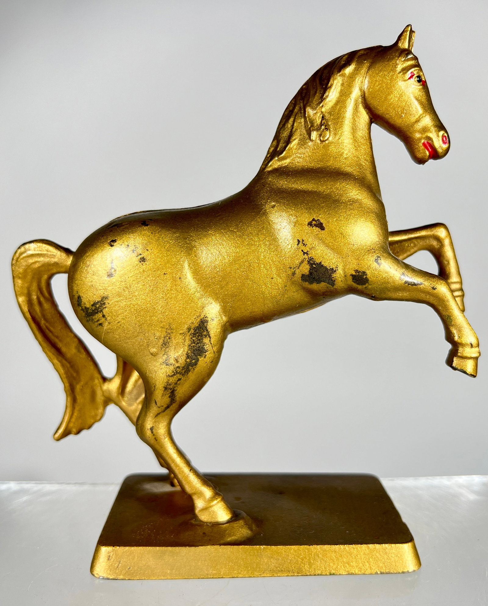 Rearing Horse on Rectangular Base - Scarce in Gold (1 of 2)