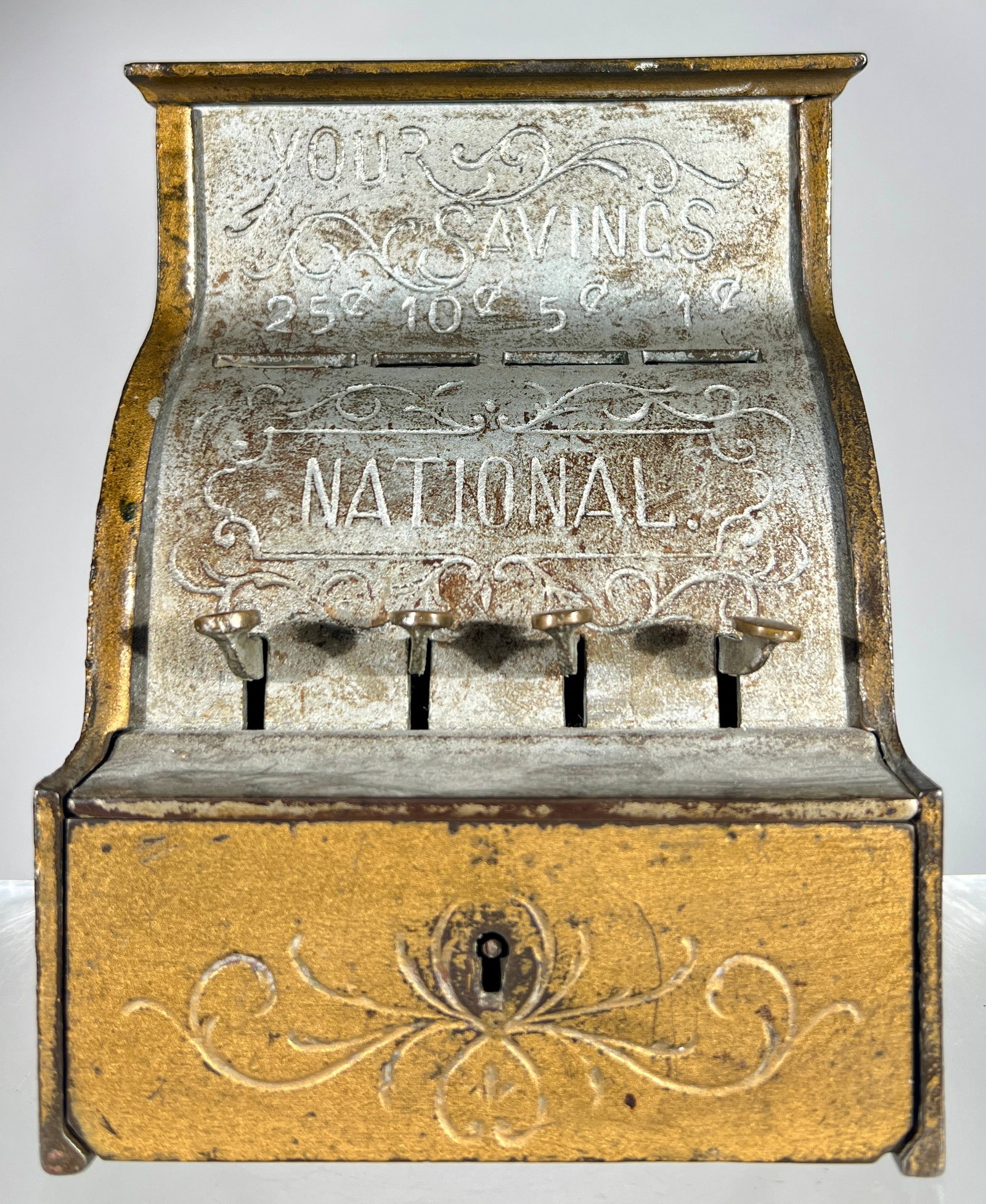 National Your Savings - Cash Register Mechanical Bank: American 1905 - 6 5/8"T x 5 1/4"W