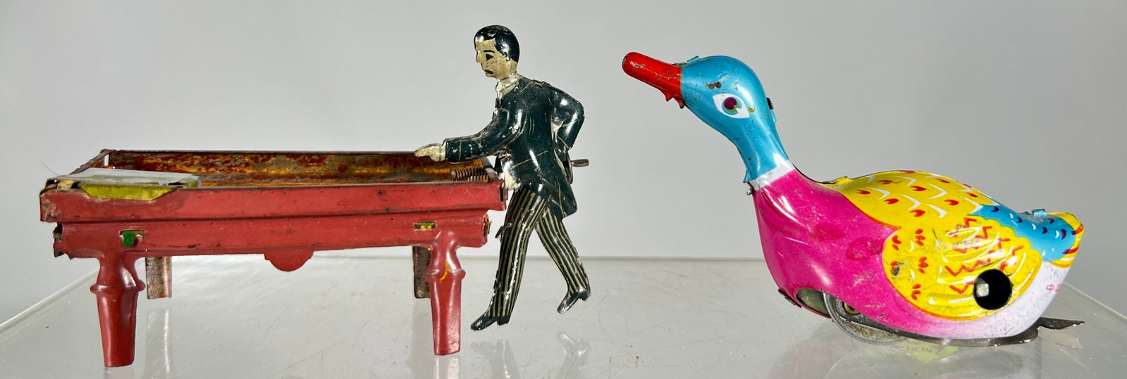 Two Tinplate Toys - Penny Toy Billiard Player / Windup Duck (1 of 2)