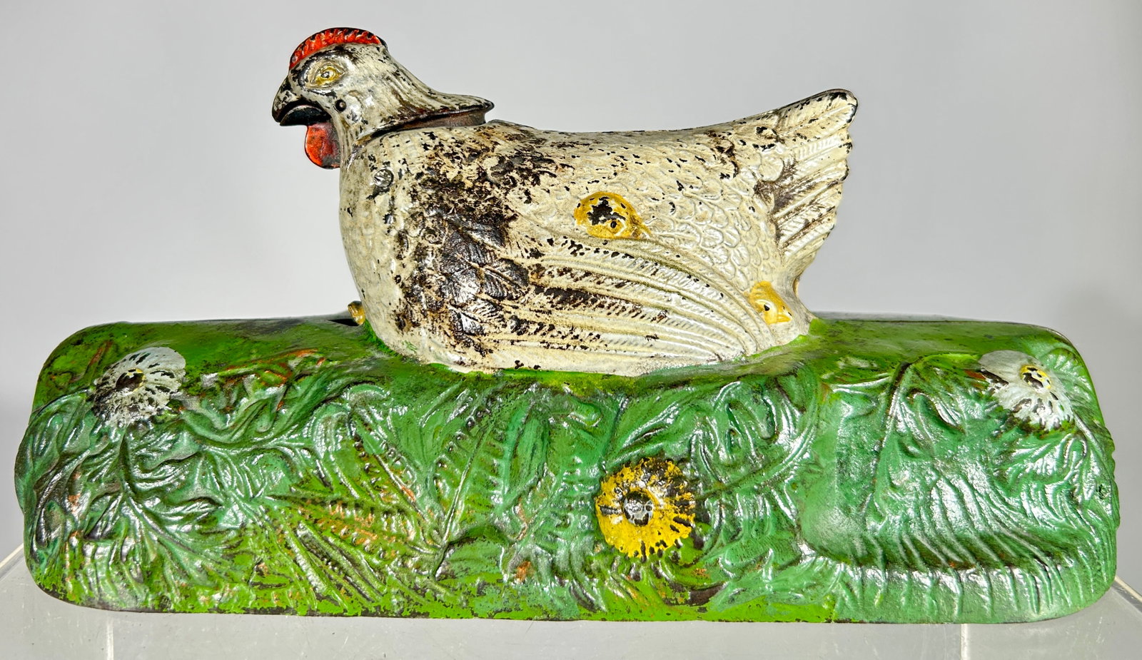 Hen and Chicks Mechanical Bank - White Hen Version (1 of 3)