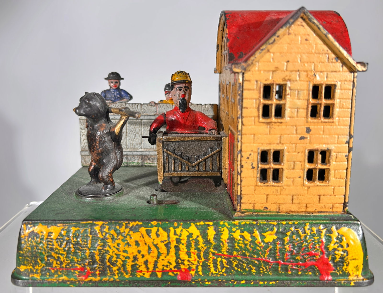 Organ Grinder and Performing Bear Cast Iron Mechanical Bank - Scarce: Kyser and Rex Co. - Philadelphia 1880's - 5 1/4"T x 7"W - Peter Franco Collection