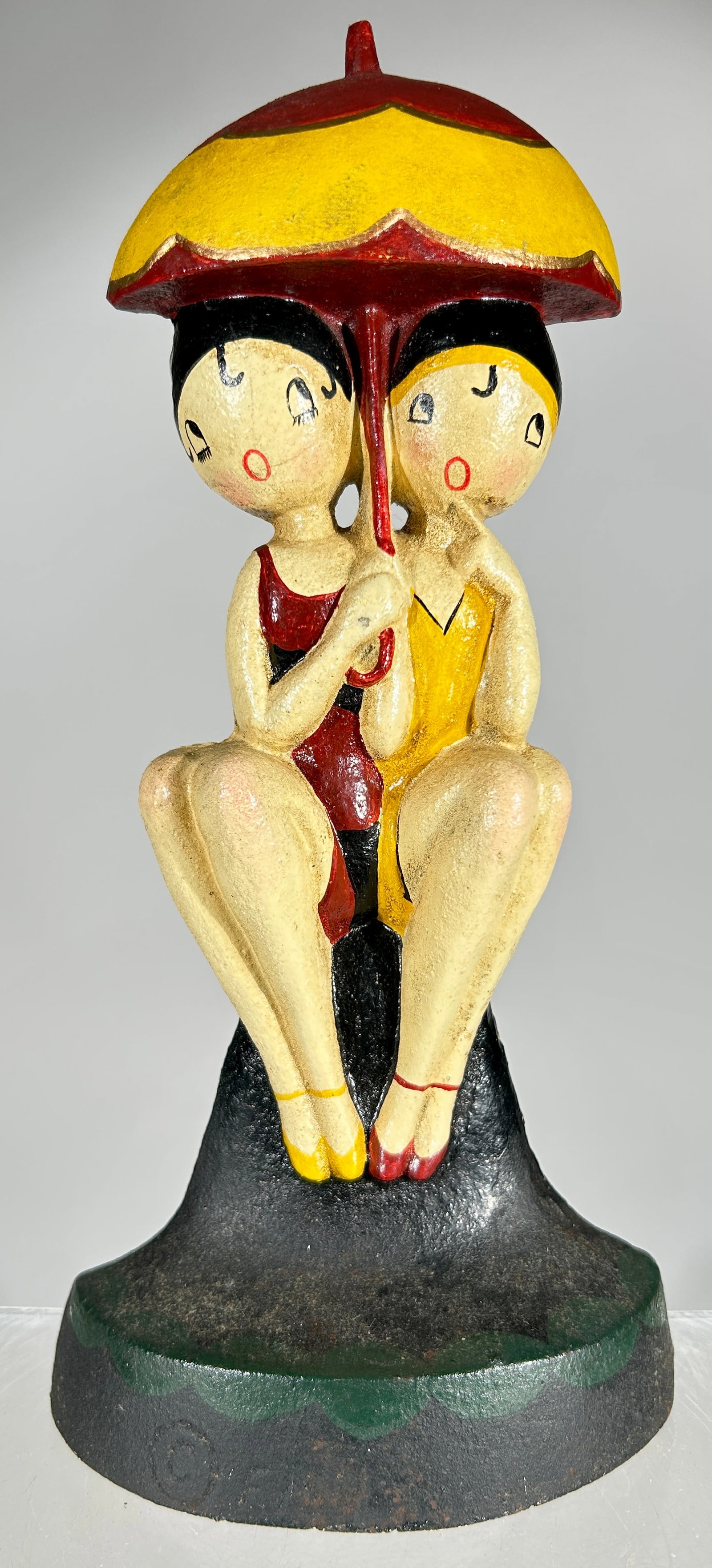 Bathing Girl Cast Iron Doorstop: Designed by Fish - American 1920's - 10 3/4"T