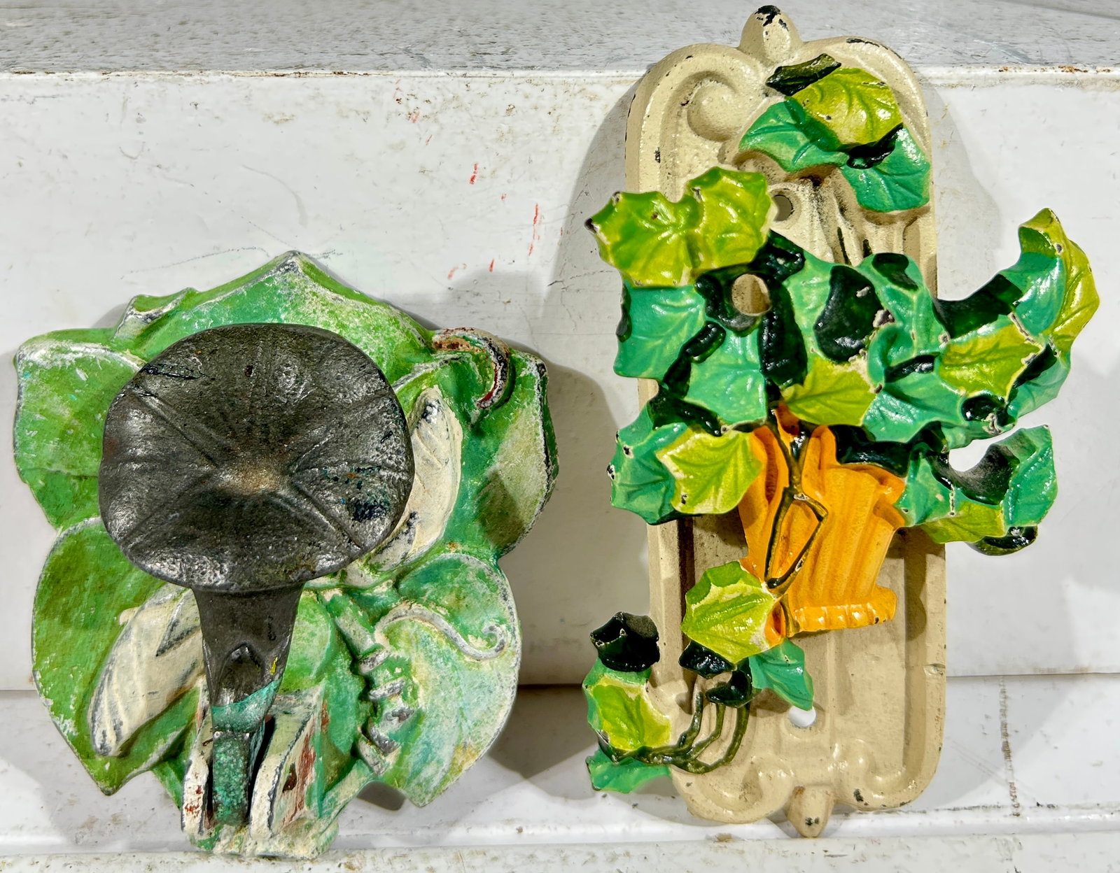 Two Floral Themed Cast Iron Door Knockers (1 of 2)