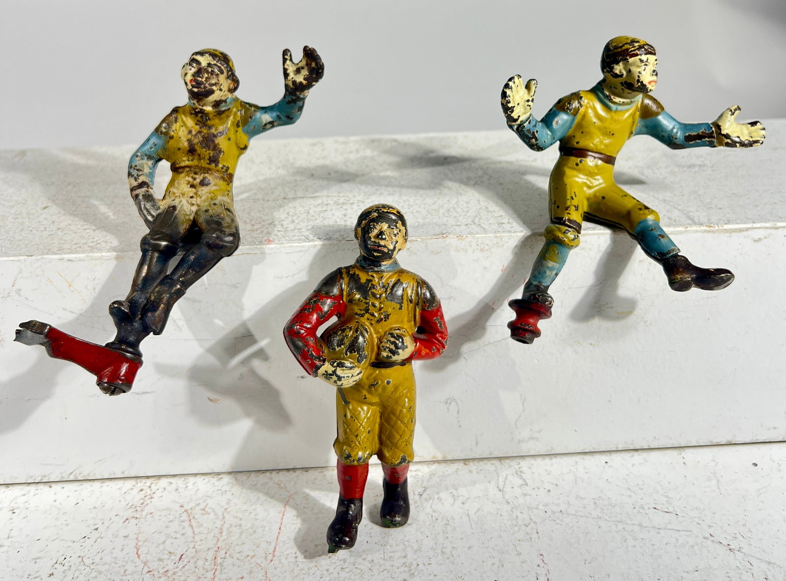 Three Original Cast Iron Figures for A Calamity Mechanical Bank - Yale Tackling Harvard (1 of 2)