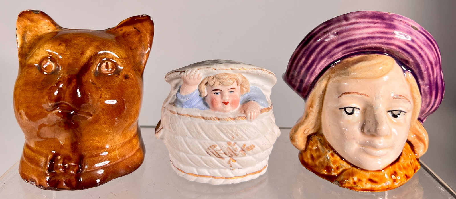 Three Ceramic Banks: European 1910/20s - Varying Small Sizes