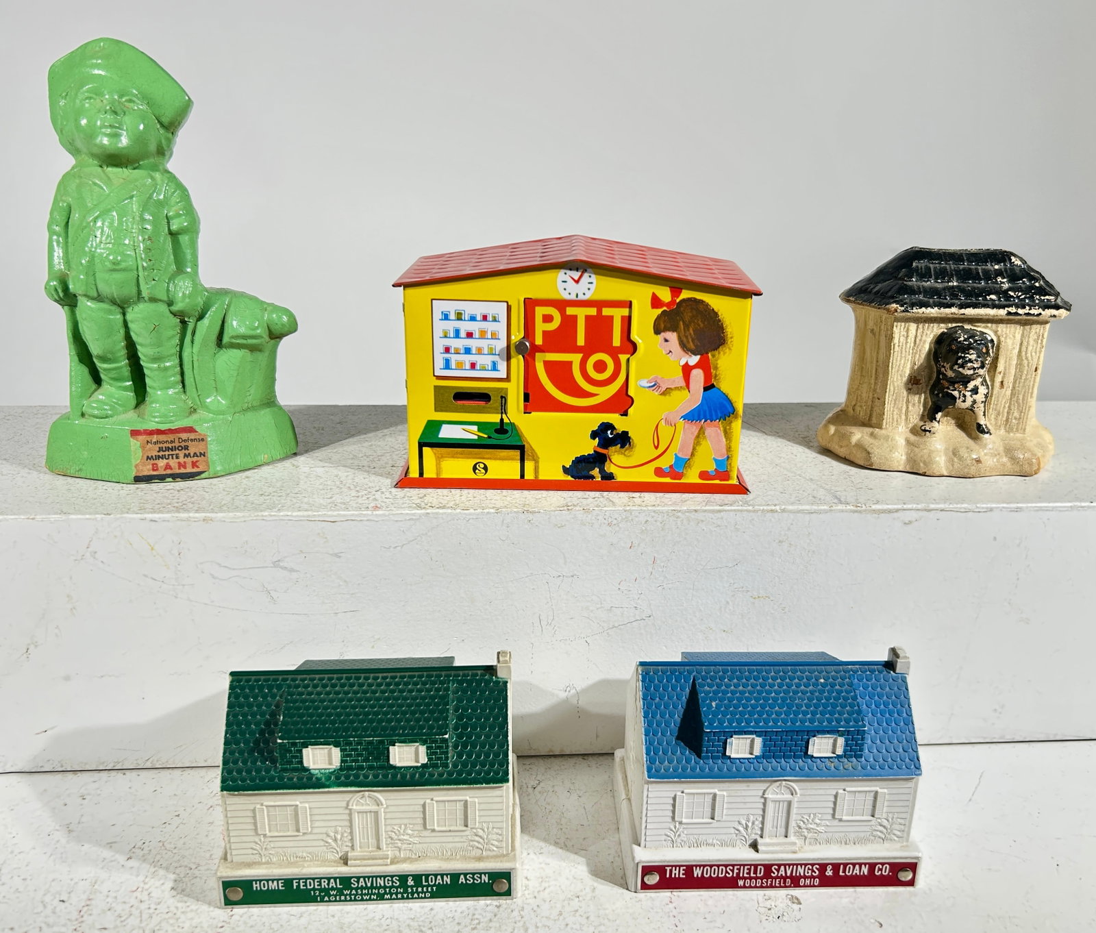Five Assorted Banks - Tin Plastic/Composition (1 of 2)