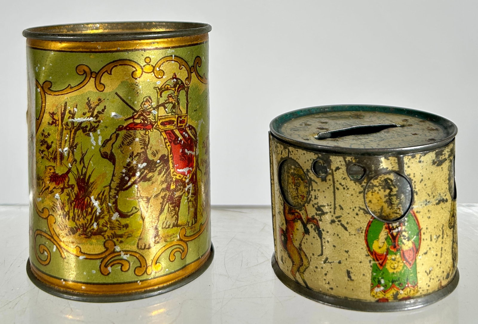 Two Tin Still Banks: German 1920's - 3" T