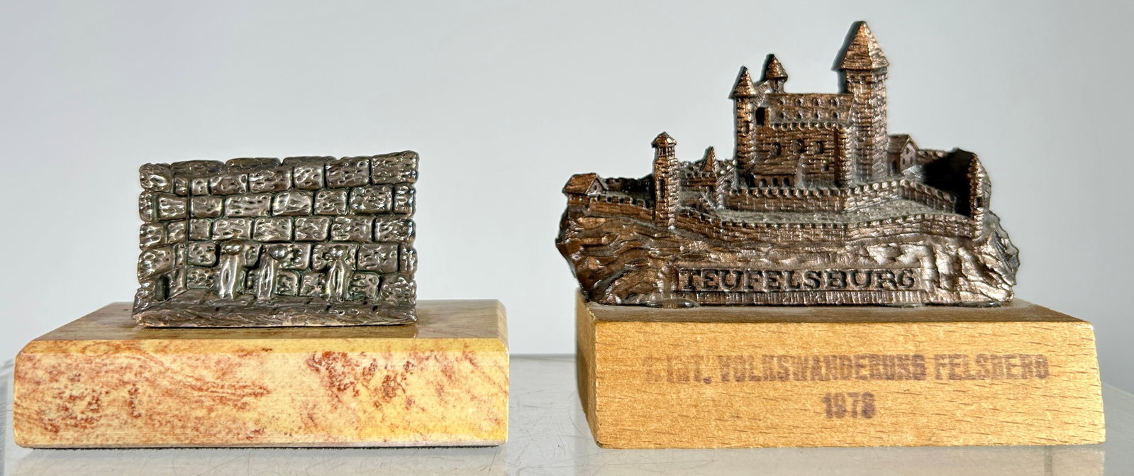 Two Souvenir Paperweights: Teufelsburg Castle/ Wall Bank