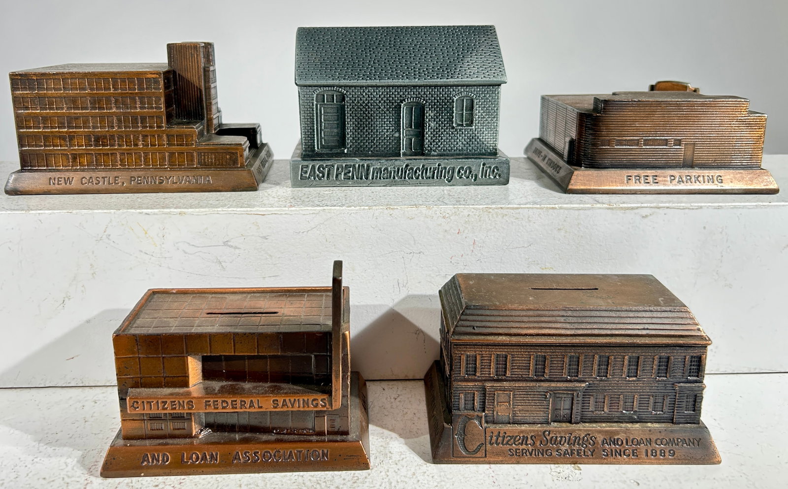 Five Aluminum Building Banks (1 of 2)