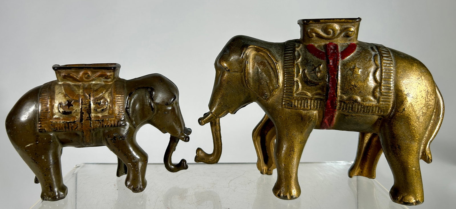 Elephants Swing Trunk Cast Iron Banks - Large and Small Versions (1 of 2)