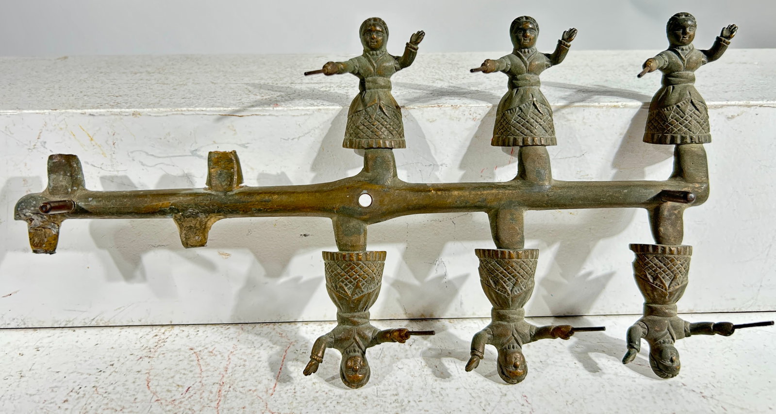 Original Brass Pattern - Six Perfection Registering Figures Front Half attached to Whiffletree (1 of 2)