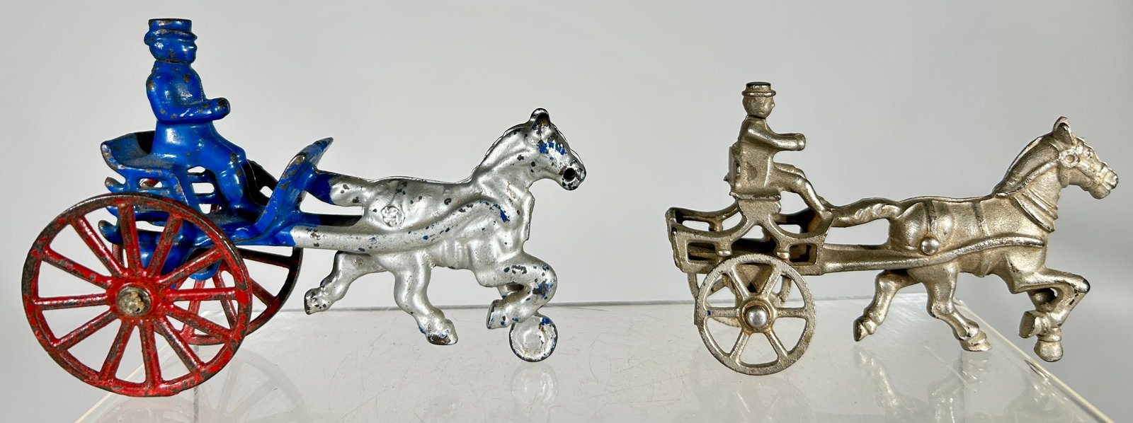 Two Cast Iron Sulky Toys: American 1910's - 4 1/2"/5 1/2"L