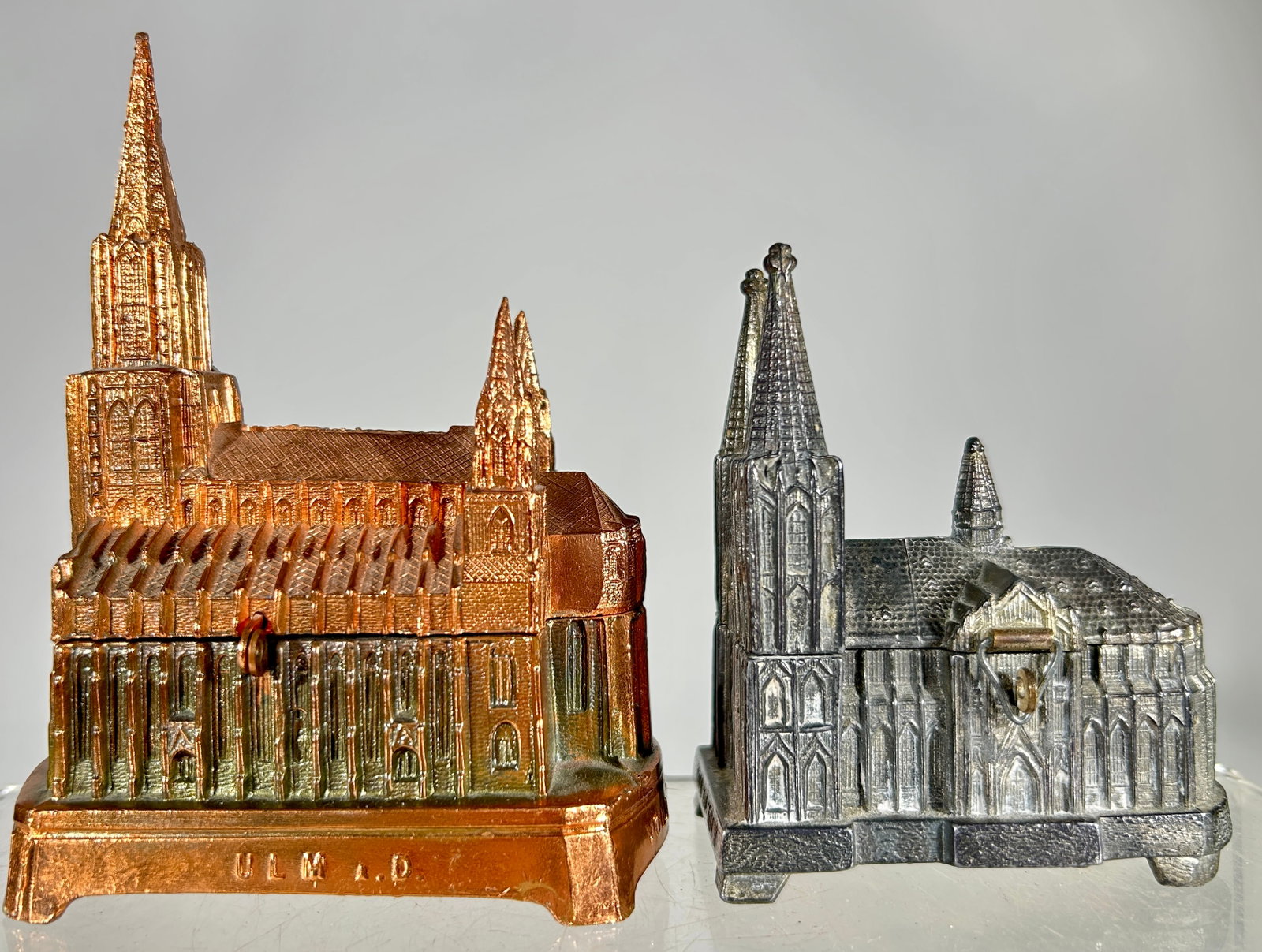 Two Cathedral Bank/ Koln Cathedral - Das Munster Cathedral - Silvered or Coppered Lead (1 of 2)