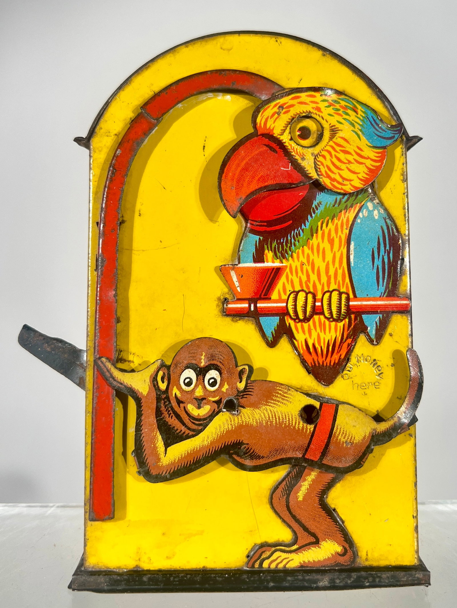 Monkey and Parrot Tin Mechanical Bank (1 of 3)