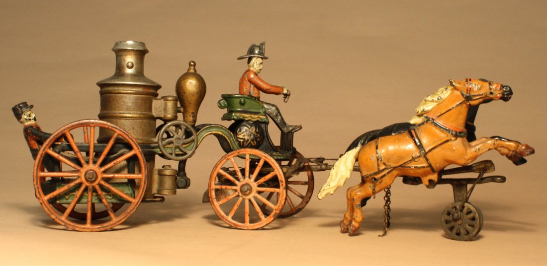 Two Horse Pumper: Pratt & Letchworth Co. Buffalo, New York Ð Circa 1890 This is a charming and colorful toy made by Pratt & Letchworth. It is 17 1/2Ó long. Material: Cast Iron