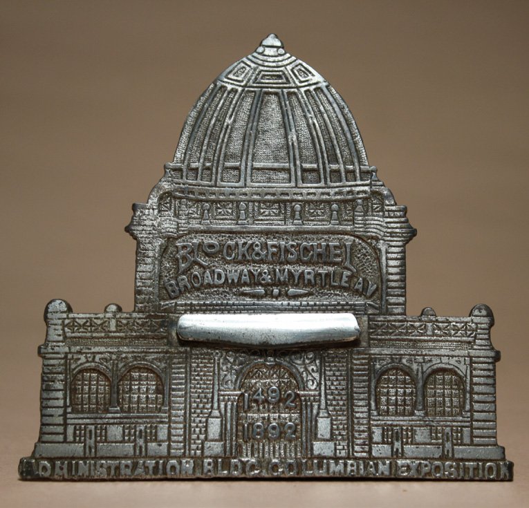 Columbia Magic Savings Bank: Introduction Company New York, New York Ð Circa 1892 This is a very rare example with advertising ÒBlock & Fischel, Broadway & Myrtle AvÓ. A New York City Company. Material: Cast Iron