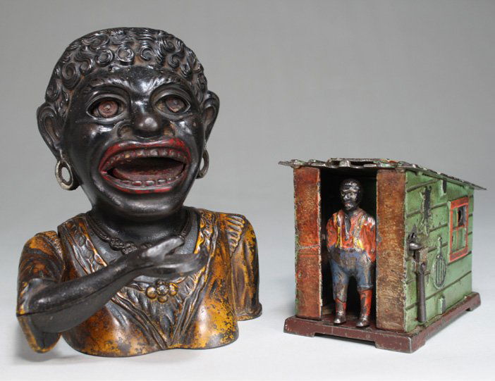 Lot: Cabin and Dinah Bank: Made by the J. & E. Stevens Company and John Harper Cromwell, Connecticut / Willenhall, England Material: Cast Iron