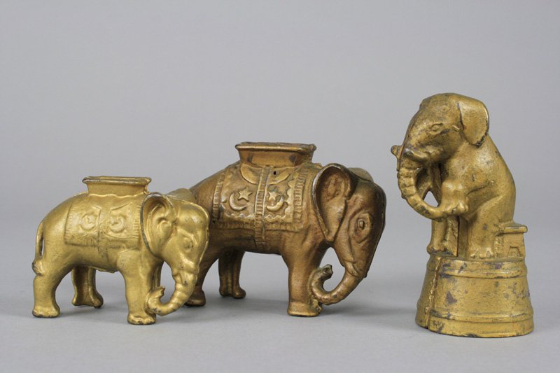 Lot: Three Elephants Still Banks: A. C. Williams Ravenna, Ohio - Circa 1915 Material: Cast Iron