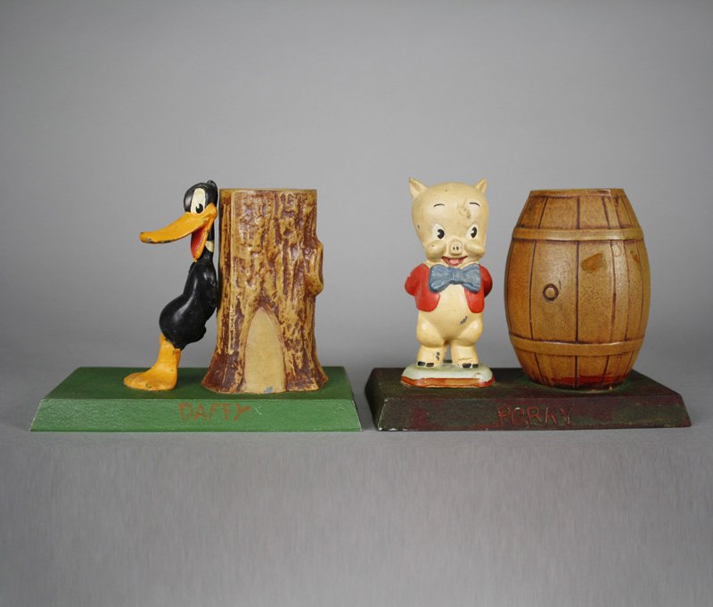 Daffy at Tree Trunk and Porky by Barrel (1 of 1)