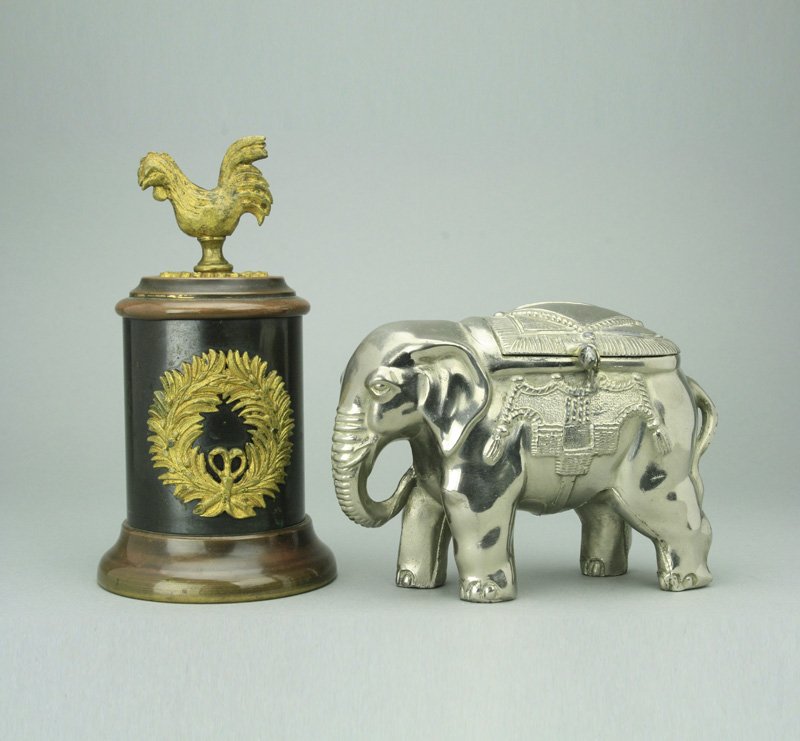Elephant with Howdah and Rooster on Pedestal (1 of 1)