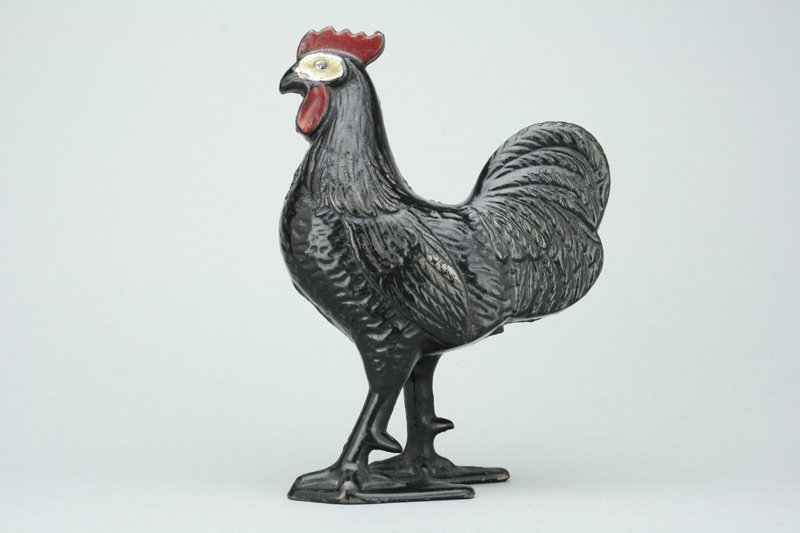 Rooster - Black Paint: A. C. Williams Ohio - Circa 1910 A superior example of the bank. Material: Cast Iron