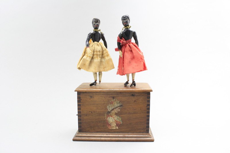 The “Juba” Dancers: Automatic Toy Works New York - Circa 1867 - 9.5” Tall The classic early Black-themed clockwork toy is in superb, good working condition. Material: Papiermache, Fabric and Wood