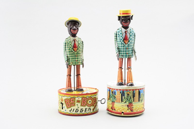 “BeeBop” Jiggers Marx / Japanese: Circa 1950’s - 10” - 11” Tall One is battery operated and the other windup. Material: Tin
