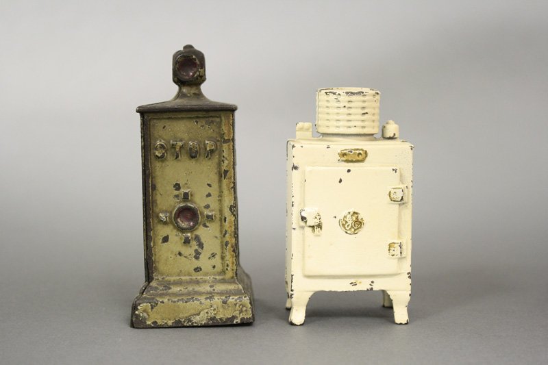 Stop Sign and GE Refrigerator: Dent Hardware / Hubley - Circa 1920 / 1930 Material: Cast Iron