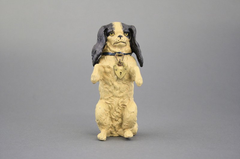 King Charles Spaniel: Germany - Circa 1935 - 4.375” H A superior example of the bank. Material: Spelter Provenance: Mike Henry Collection Reference: PGSB #237