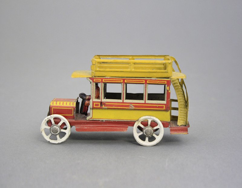 Double Decker Bus Penny Toy: J. Meier German - Circa 1915 - 4” L Material: Tin