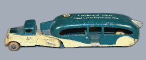 ARCADE GREAT LAKES EXPOSITION BUS: Great Lakes Exposition Bus - The very scarce large size (11") version of this Arcade Toy. Dated 1936. w/ Original Paper Label; Pristine