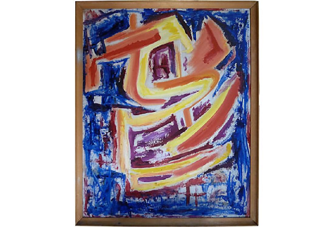 Joy by Bert Miripolsky: Abstract painting from the estate of Bert Miripolsky, 1953. American artist Miripolsky studied painting at the Art Institute of Chicago in the early 1940s and has exhibited throughout the world since