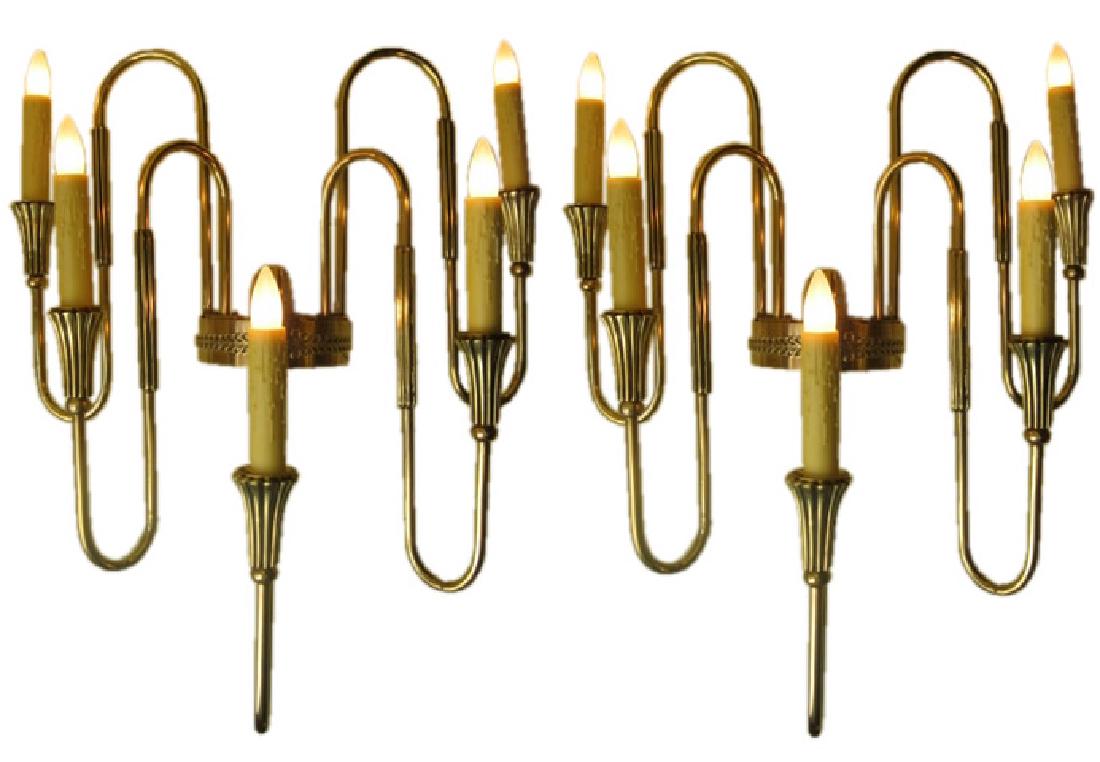 French Art Deco Bronze Candelabra Sconces, Pair (1 of 6)