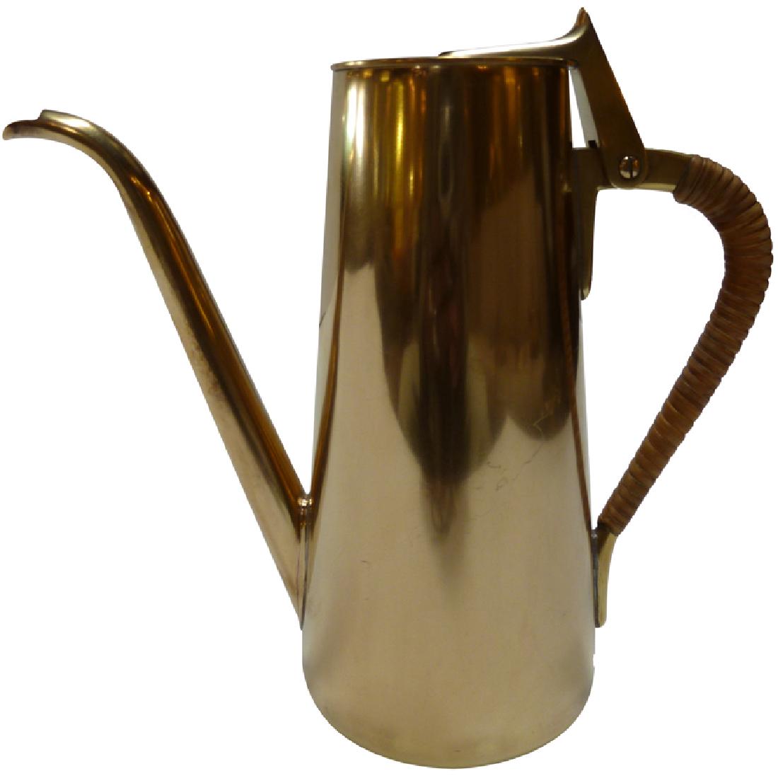 MCM Brass and Wicker Coffee Pot by Carl Auböck (1 of 3)