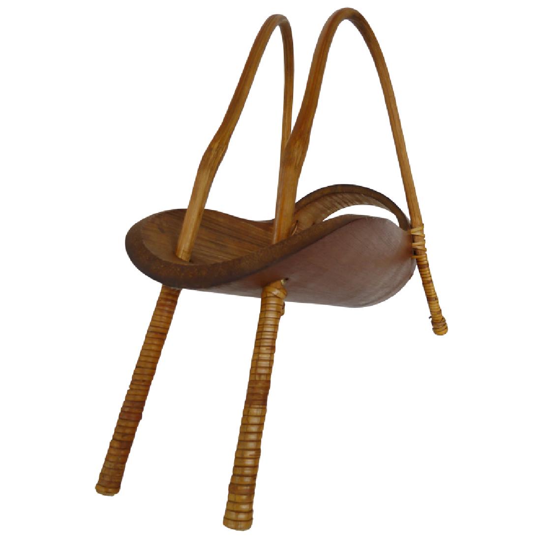 MCM Wine Rack in Bamboo & Wicker by Carl Auböck: This midcentury wine rack was handmade in bamboo by the masterful Viennese designer Carl Auböck (1900-57). Auböck received four gold medals at the Triennal di Milano in 1954 amongst many other accol