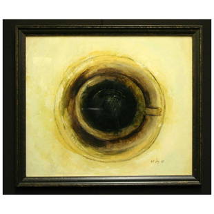 Watercolor from Coffee Cup Series by Isis Lully: Isis Lully is born in Swizerland but she lives and works in Paris. Her style is completely different now. This subject is very mysterious and its interpretation is challenging. Original Retail Price $