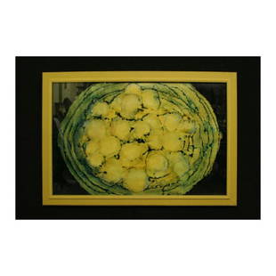 French MCM Abstract Watercolor by Isis Lully: An abstract watercolor on cardboard by Swiss born artist Isis Lully who lives now in Paris Original Retail Price $2,400 Period 1969 Condition Perfect. Newly fram