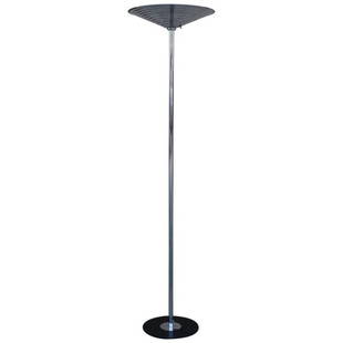 Polished Chrome Torchiere with Stepped Shade: Torchiere has a polished chrome stem and stepped shade. Shade measures 19" in diameter and base is 13" in diameter. Height: 72" Width: 19" Depth: 19" Diameter: 19"