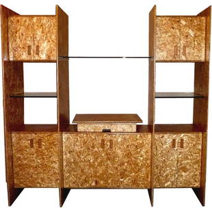 Unique American Entertainment Unit by Gerald McCabe: Exceptional entertainment unit by Gerald McCabe from the early 1980's. McCabe created post War modern furniture and collaborated with Case Study architect Pierre Koenig. This wall display unit was a