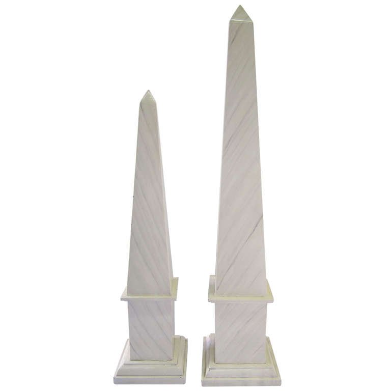 White Faux Marble Obelisks, Pair (1 of 5)