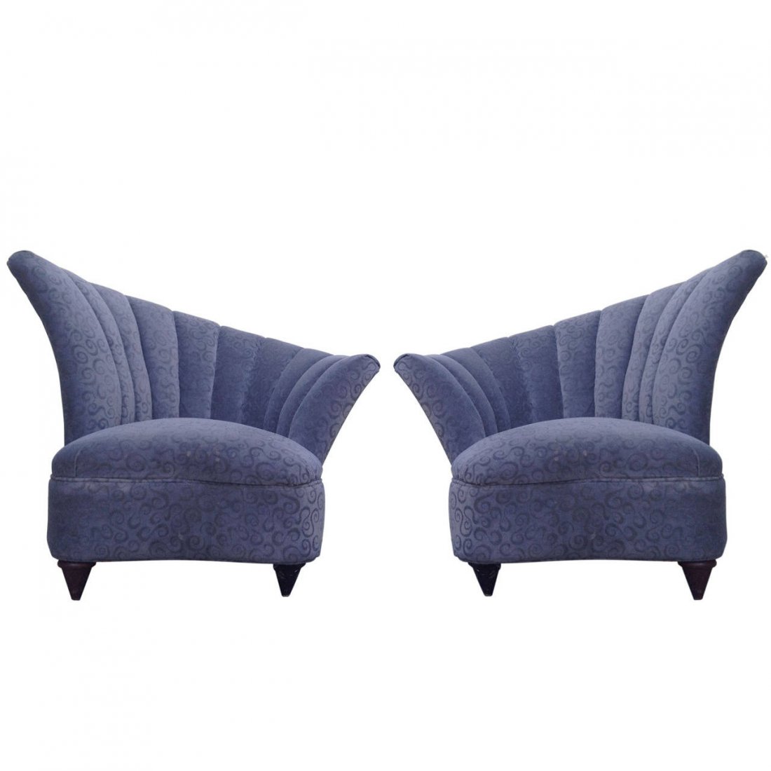Pair of Hollywood Regency Scalloped Asymmetrical Lounge (1 of 5)