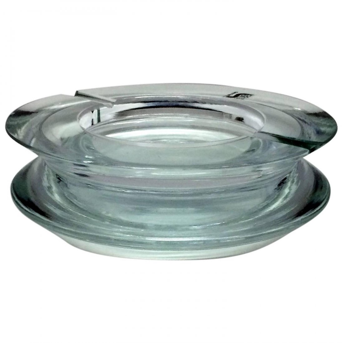 Glass Ashtray by Seguso Murano: This is an original glass ashtray designed and produced by the Italian glass and lighting company Murano. Very chic and modern feeling. Dimensions - 2.5 in. H x 7 in. D