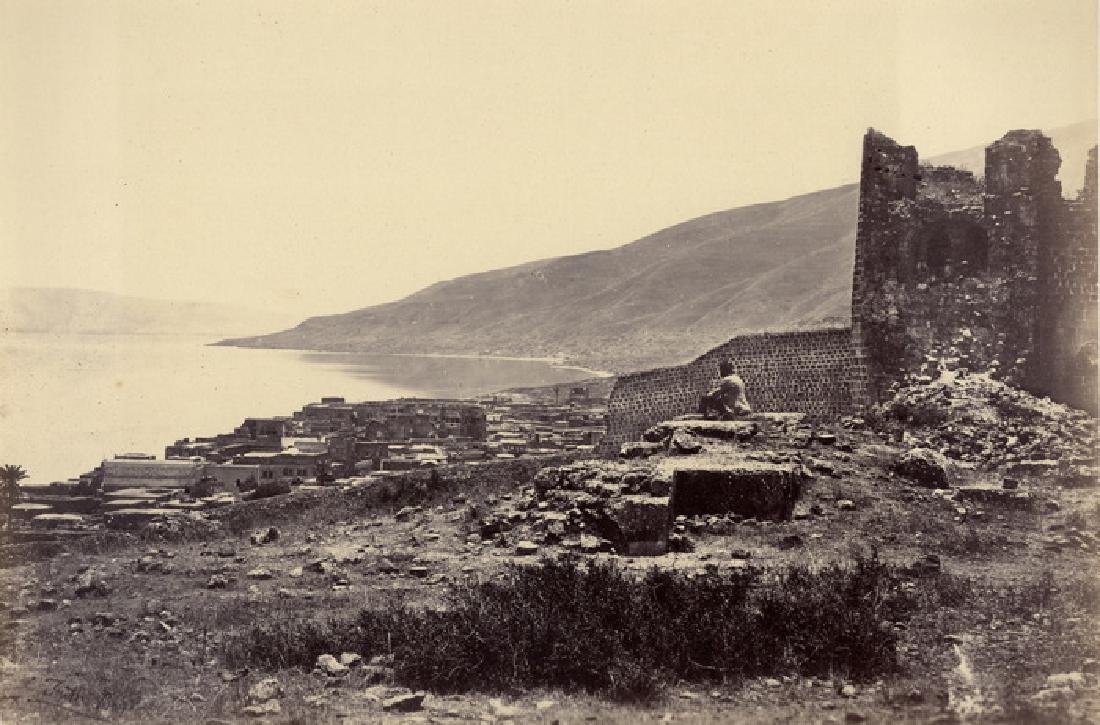 The Town and Lake of Tiberias. C1860: The Town and Lake of Tiberias from the north. From Sinai and Palestine produced by William Mackenzie with photographs by Francis Frith. Condition: Good tonality and contrast Year: c1860. : 6_ x 8 7/8_