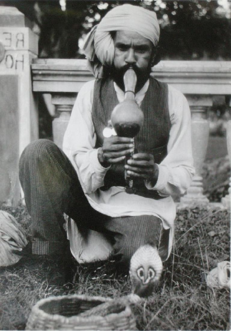 Snake Charmer, India. C1950: Snake Charmer, India. C1950. Very good contrast and tonality. 6.5 x 4.5 in.